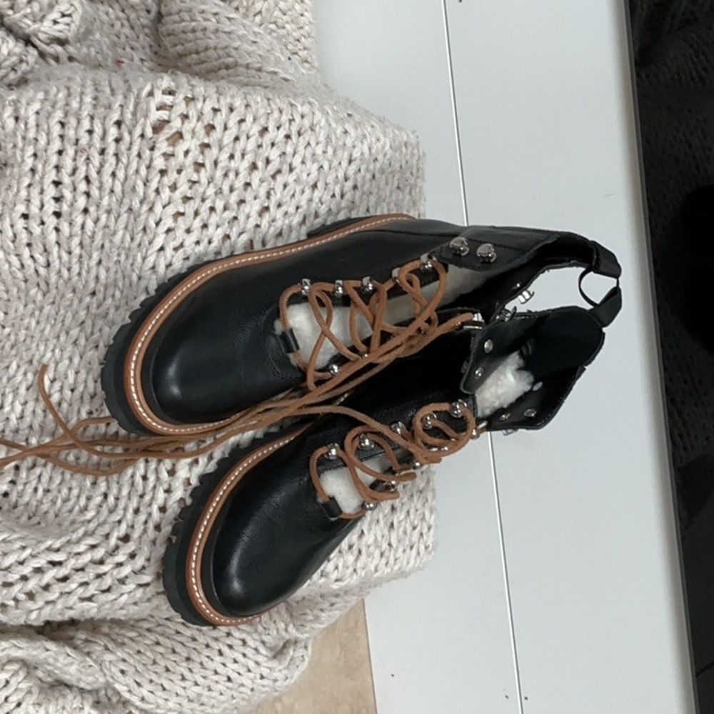 Marc Fisher Black and Brown Lace Up Boots